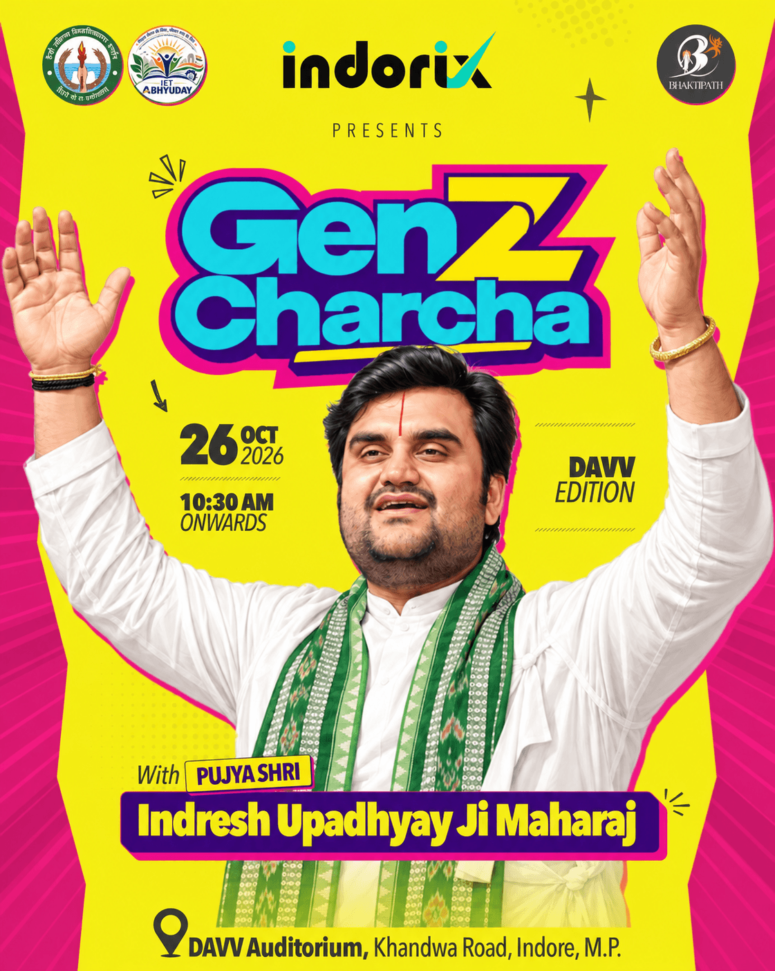 Gen-Z Charcha Official Poster featuring Pujya Shri Indresh Upadhyay Ji Maharaj